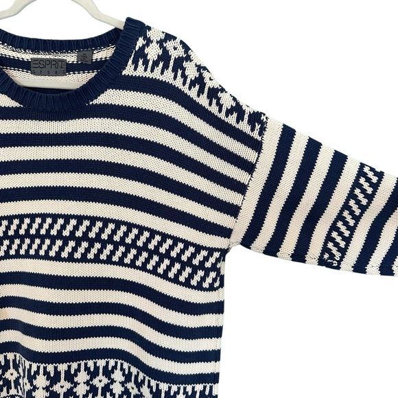 Esprit Sport Vintage 80s 90s Striped‎ Cotton Sweater M Grannycore Coastal Preppy - Picture 6 of 9